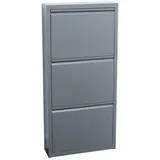 VCM ebuy24 Pisa Schuhschrank mit 3 Klappen/Türen in Metall Grau
