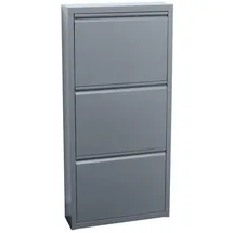 VCM ebuy24 Pisa Schuhschrank mit 3 Klappen/Türen in Metall Grau