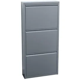 VCM ebuy24 Pisa Schuhschrank mit 3 Klappen/Türen in Metall Grau