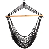 Svita Hängesessel in Netz-Optik mit Stange Baumwollseil Naturmaterial Grau