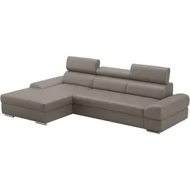 sit&more Ecksofa SIT & MORE "Broadway L-Form", grau (grau, grau), B:284cm H:79cm T:171cm, Luxus-NaturLeder;Luxus-Kunstleder;NaturLEDER;Microfaser Primabelle (100% Polyester), Sofas, Ecksofa, inklusive Kopfteilverstellung, wahlweise mit Bettfunktion