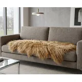KUHFELL online & NOMAD Fellteppich Island Doppel Lammfell 180x60 cm – Couchauflage aus 2 Fellen braun