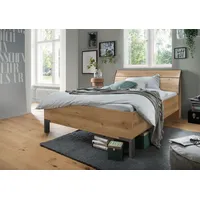 Wiemann Futonbett WIEMANN "Monaco, 4-fache Liegehöhenverstellung", braun (bianco, eiche, nachbildung, leisten in schiefer), B:109cm L:218cm, Betten, Futonbett, mit stilvollem Holzkopfteil, Made in Germany