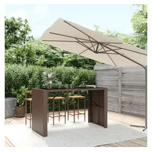 vidaXL Bartisch mit Glasplatte Braun 185x80x110 cm Poly Rattan