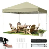 Hawthyhome Pavillon 3x3 Wasserdicht Stabil Winterfest, Faltpavillon 3x3 mit Tragetasche, Pop Up Pavillon UV Schutz 50+, Faltbar Höhenverstellbar Partyzelt Gartenpavillon Für Outdoor Camping, Beige