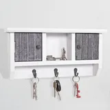 Schlüsselbrett MCW-A48, Schlüsselkasten Schlüsselboard mit Türen, Massiv-Holz MVG-zertifiziert ~ shabby grau-weiß
