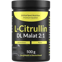 Exvital L-Citrullin Pulver, 500g L-Citrullin DL-Malat 2:1 - Optimale Löslichkeit, Vegan & aus pflanzlicher Fermentation, Laborgeprüft & ohne Zusätze, Workout booster, Premium Aminosäure