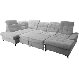 robin inspire Robin Ecksofa Mit Schlaffunktion 2 Bettkasten U Form Sofa Eckcouch Schlafcouch Freistehend Verstellbare Sitztiefe Rückenhöhe Neo 343 x 21... - Grau