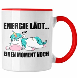 Trendation Tasse Trendation – Einhorn Tasse mit Spruch Geschenk Arbeitskollege Kollege Kaffeetasse Frauen rot