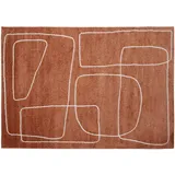 miliboo Rechteckiger Teppich mit Line-Art-Muster in Terracotta und Weiß 160 x 230 cm TIANA