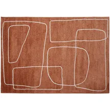 miliboo Rechteckiger Teppich mit Line-Art-Muster in Terracotta und Weiß 160 x 230 cm TIANA
