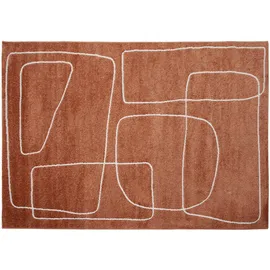 miliboo Rechteckiger Teppich mit Line-Art-Muster in Terracotta und Weiß 160 x 230 cm TIANA