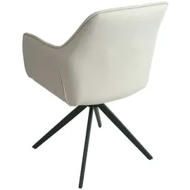 Mendler 6er-Set Esszimmerstuhl HWC-L80, Küchenstuhl Polsterstuhl Stuhl mit Armlehne, drehbar, Metall Stoff/Textil ~ creme-beige