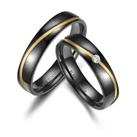 Partnerring MARRYA "BLACK TITANIUM by MARRYA" Gr. 52, schwarz (herren ring, schwarz, gold), Fingerringe, Damen, 52, Titan