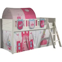 Vipack Hochbett Scott 90 x 200 cm Kiefer massiv lackiert weiß beige mit Motiv Prinzessin