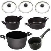 Eurolux Aluguss Kochtopfset Antihaft Aluguss 7-tlg Bratentopf Soßentopf & Deckel