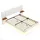 XDOVET Polsterbett mit Seitlichen Ablagen USB-Ladeanschluss und LED-Leiste Doppelbett Flachbett Verdecktes Fußteil Leinenstoff 160*200 cm Beige - Beige