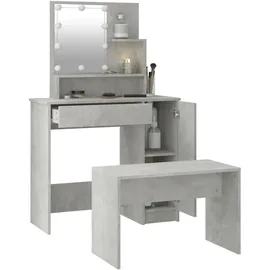 vidaXL vidaXL, Schminktisch-set mit Led Betongrau Holzwerkstoff