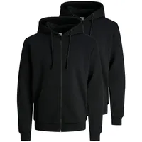 JACK & JONES Hoodie 2er Pack Bradley (Spar-Set, 2-tlg) Sweatjacke / Hoodie - Atmungsaktiv - Kapuzenjacke aus Sweat schwarz S (48)
