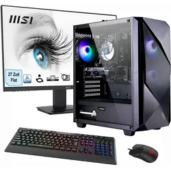 HYRICAN PC-Komplettsystem "Gaming-PC Striker SET02499", E (A-G), schwarz, Microsoft Windows 11 Home (64 Bit), 32 GB RAM 1000 GB SSD, Computer-Komplettsysteme, Windows 11 + MSI PRO MP273A Monitor, 69cm (27")