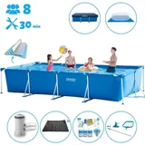 Intex Pool mit rechteckigem Rahmen 450 x 220 x 84 cm mit Zubehör – 2827397 Blau No Size