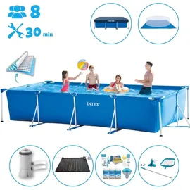 Intex Pool mit rechteckigem Rahmen 450 x 220 x 84 cm mit Zubehör – 2827397 Blau No Size