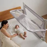 3-in-1bettschutzgitter Für Kinder, Baby Rausfallschutz Elternbett, Stoßstangen Für Babybetten, Atmungsaktives Und Sichtbares Netzfenster, Weicher, Waschbarer Innenbezug Und Stabile Aluminiumlegierung