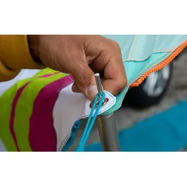 Bent Zip-Canvas Sonnensegel Grau/RV Hellblau