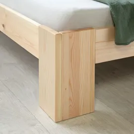 Homestyle4u Bett mit Lattenrost Holz Natur Holzbett 90x200 Einzelbett 90 x 200 cm Massivholzbett 90x200 Kiefer –