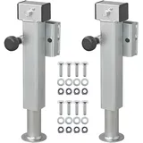 The Drive 2X Anhänger Ausdrehstütze 60x60mm klappbar 410-655mm je 1300 kg mit Schraubensatz | stufenloser Hub 235mm | Flanschhöhe 42mm | für Kipper, Hochlader etc.