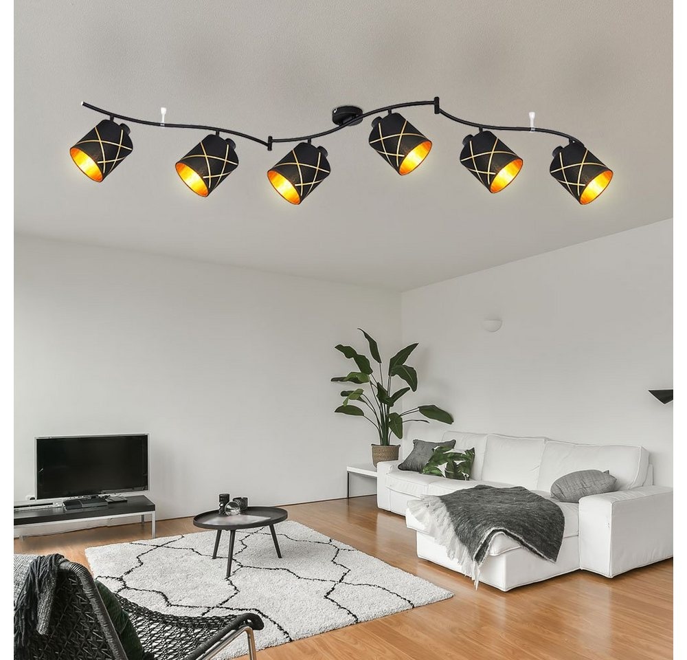 etc-shop LED Deckenleuchte, Leuchtmittel nicht inklusive, Deckenleuchte 6 flammig Deckenstrahler Wohnzimmer schwarz