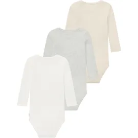 huggies babywear Langarmbody HUGGIES BABYWEAR "HUGB 3PK BODYSUIT", Jungen, Gr. 3 (68), N-Gr, huggies oatmeal htr, Feinripp, Obermaterial: 100% Baumwolle, unifarben, normal lang, Rundhals, abgerundeter Saum, Bodys, 3er-Pack, in Ripp-Optik