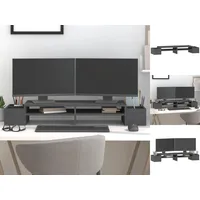 VidaXL Monitorständer Grau 100x27,5x15 cm Massivholz Kiefer