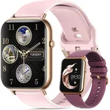 Smartwatch Damen mit Telefonfunktion Uhren Herren Smartwatch (2,1" HD Voll Touchscreen Zoll) IP67 Wasserdicht Fitness Tracker Uhr mit Schrittzähler - Rosa