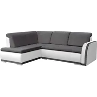 Ecksofa mit Schlaffunktion und Bettkasten | Couch für Wohnzimmer, Schlafsofa Sofagarnitur Sofa Eckcouch L-Form Wohnlandschaft mit Bettfunktion - V... - Grau/Weiß