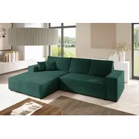 bromarkt Ecksofa Pablo Schlaffunktion Bettkasten L-Form 294x185x85cm Grün Links | Grün