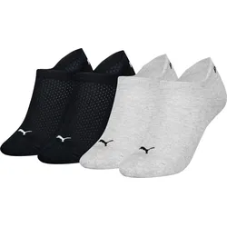 Sneakersocken PUMA "PUMA WOMEN CUSHIONED SNEAKER 4P ECOM", Damen, Gr. 35-38, grau melange, schwarz, Materialmix, unifarben, meliert, normal, Socken, mit speziellen Ventilationszonen