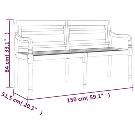 vidaXL Batavia-Bank 150 x 46 x 33 cm Rot