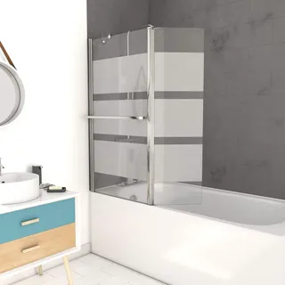 Marwell Badewannentrennwand Madrid 2-flügelig 104 x 130 cm - aus 5 mm starken Einscheibensicherheitsglas - Anschlag links und rechts möglich