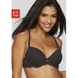 Schalen-BH LASCANA "Cara", Damen, Gr. 90, Cup E, schwarz, Spitze, Obermaterial: 74% Polyamid, 15% Polyester, 11% Elasthan, feminin, BHs, mit Bügel rundum aus filigraner Spitze, sexy Dessous