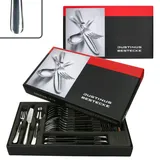 JUSTINUS 60tlg Style Art Komplett-Besteck-Set für 12 Personen Messer Gabel Löffel Edelstahl - Silber