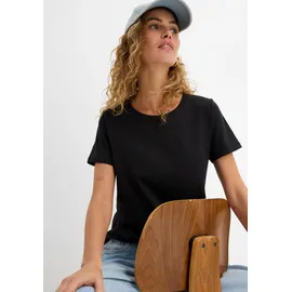 bonprix T-Shirt (Packung, 2-tlg) lockere Passform, Kurzarm, Rundhalsausschnitt, aus Baumwolle schwarz L (44/46)