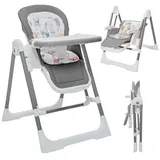 Baby Vivo 3in1 Kinderhochstuhl / Babywippe höhenverstellbar für Kinder - Lulu in Grau