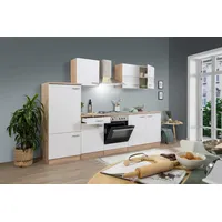 Respekta Küchenzeile Merle 270 cm E-Geräte weiß/eiche sägerau nachbildung