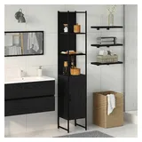 vidaXL Badezimmerschrank 33 x 185,5 x 33 cm Schwarz/Eiche
