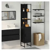 vidaXL Badezimmerschrank 33 x 185,5 x 33 cm Schwarz/Eiche