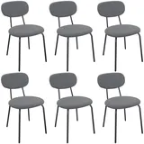 LEWE Esszimmerstühle 6er Set, Stapelbar Polsterstühle, Moderne Küchenstühle mit Unabhängige Rückenlehne, Kleine Runde Metallseitenstühle für Esszimmer, Küche, Restaurant, Schlafzimmer