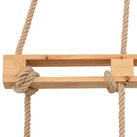 GLOBO Hängeleuchte Holz Esszimmerleuchte Balken Hängelampe Holzleuchte Hanfseil, natur, 4x E27 Fassungen, LxBxH 120x10x120cm