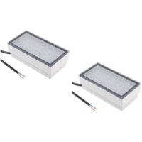 ledscom.de 2 Stück LED Pflasterstein Bodeneinbauleuchte CUS für außen, IP67, eckig, 20 x 10cm, 2,9 W, 228lm, kaltweiß