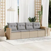 Festnight Balkon Sofa mit Stauraum Rattan Sofa Gartensofa 4 Sitzer Lounge Sofa Outdoor Rattansofa Sitzecke Balkon Lounge Klein Couch Gartenlounge Polyrattan Balkonmöbel Gartenmöbel